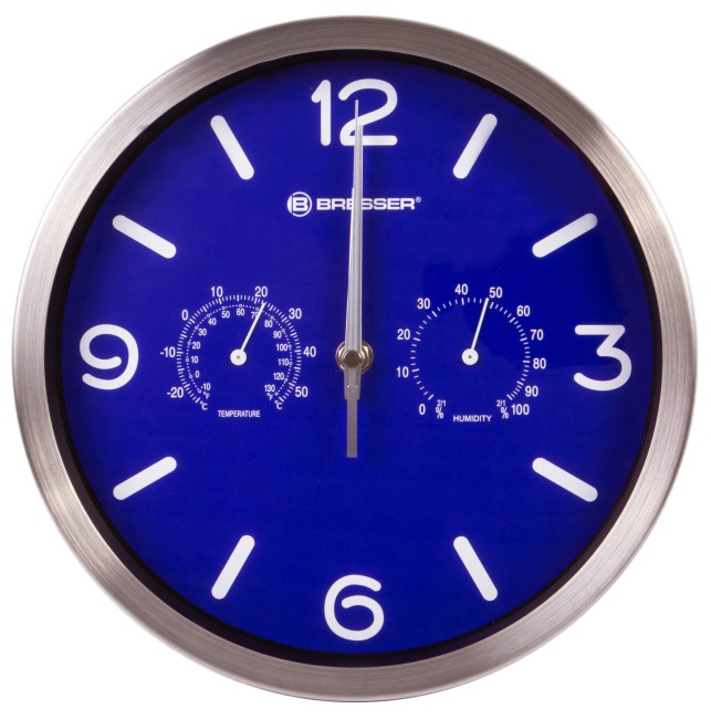 Часы настенные Bresser MyTime ND DCF Thermo/Hygro, 25 см, синие