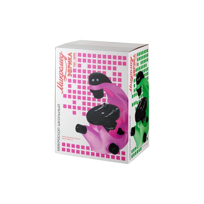 Микроскоп школьный Микромед Эврика 40х-320х инвертированный (лайм)