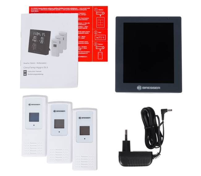 Гигрометр Bresser ClimaTemp Hygro Quadro с тремя датчиками, серый