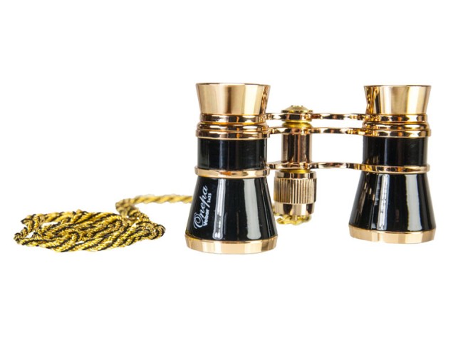 Бинокль театральный Veber Opera БГЦ 3x25 с цепочкой, черный/золотой