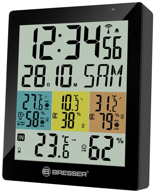 Метеостанция Bresser Temeo Hygro Quadro DLX с тремя датчиками, черная Метеостанция Bresser Temeo Hygro Quadro DLX с тремя датчиками, черная