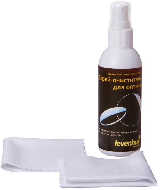 Набор для ухода за оптикой Levenhuk (2 салфетки 15x15 см, спрей 95 мл) Набор для ухода за оптикой Levenhuk (2 салфетки 15x15 см, спрей 95 мл)