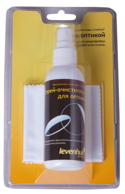 Набор для ухода за оптикой Levenhuk (2 салфетки 15x15 см, спрей 95 мл) Набор для ухода за оптикой Levenhuk (2 салфетки 15x15 см, спрей 95 мл)