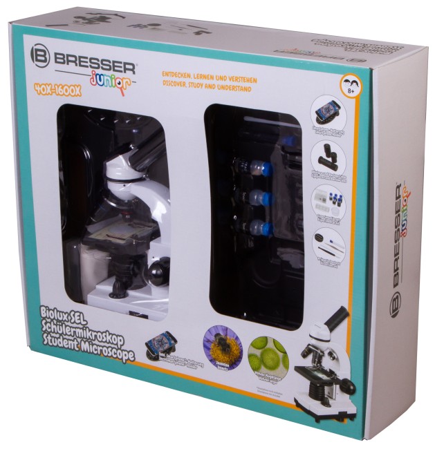 Микроскоп Bresser Junior Biolux SEL 40–1600x, белый, в кейсе