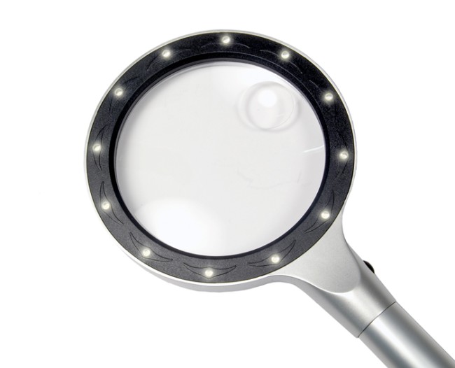 Лупа Levenhuk Zeno 600, 2,5x/5x, 90/21 мм, 12 LED, металл