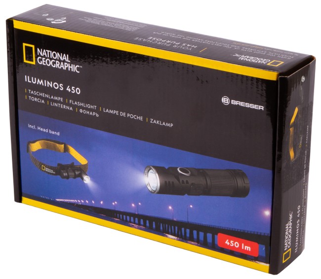 Фонарь Bresser National Geographic ILUMINOS 450, светодиодный, с креплением на голову Фонарь Bresser National Geographic ILUMINOS 450, светодиодный, с креплением на голову