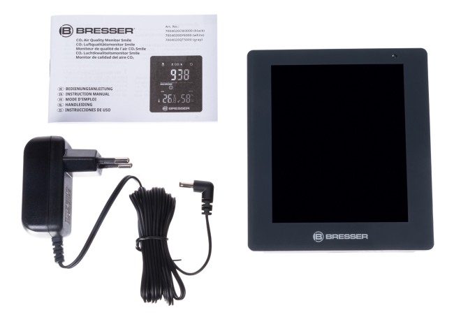 Гигрометр Bresser Air Quality Smile с датчиком CO2, серый