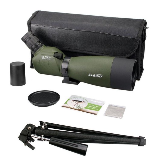Зрительная труба SVBONY 25-75х70 с призмой 45 гр., на штативе