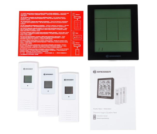 Метеостанция Bresser Temeo Hygro Quadro Prestige с тремя датчиками, черная Метеостанция Bresser Temeo Hygro Quadro Prestige с тремя датчиками, черная