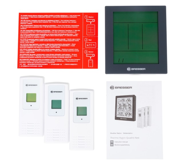Метеостанция Bresser Temeo Hygro Quadro Prestige с тремя датчиками, серая Метеостанция Bresser Temeo Hygro Quadro Prestige с тремя датчиками, серая