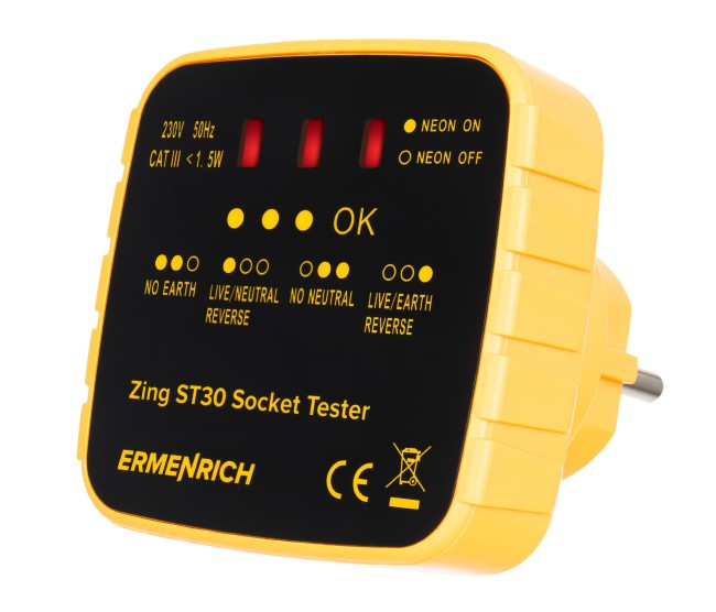 Тестер розеток Ermenrich Zing ST30 Тестер розеток Ermenrich Zing ST30