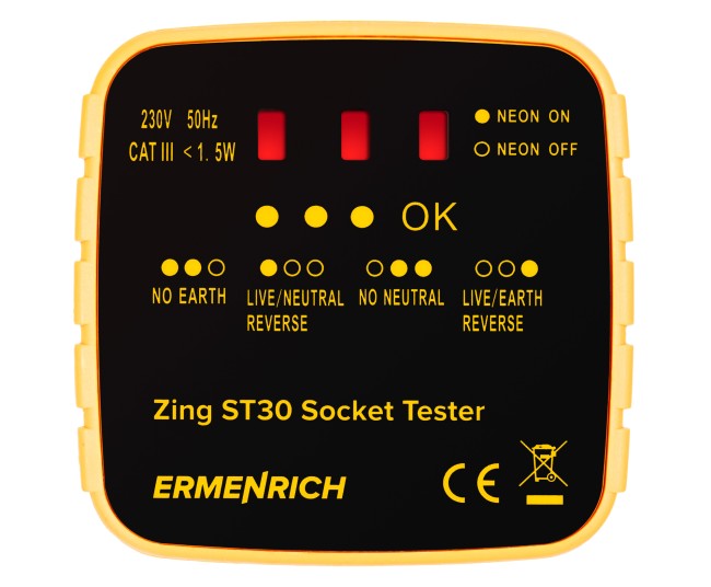 Тестер розеток Ermenrich Zing ST30 Тестер розеток Ermenrich Zing ST30