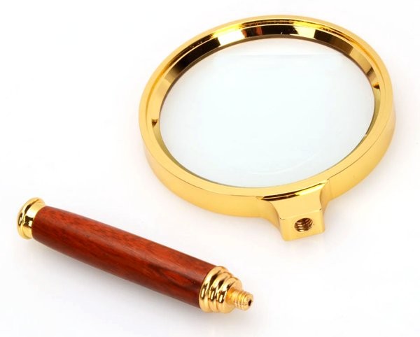 Лупа ручная круглая 6х-90мм для чтения в золотистой оправе Kromatech