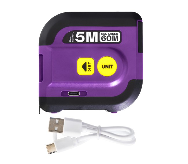 Рулетка с лазерным дальномером Ermenrich Reel SLR640, фиолетовый
