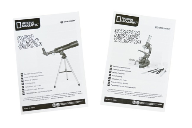 Набор Bresser National Geographic: телескоп 50/360 AZ и микроскоп 300x-1200x Набор Bresser National Geographic: телескоп 50/360 AZ и микроскоп 300x-1200x