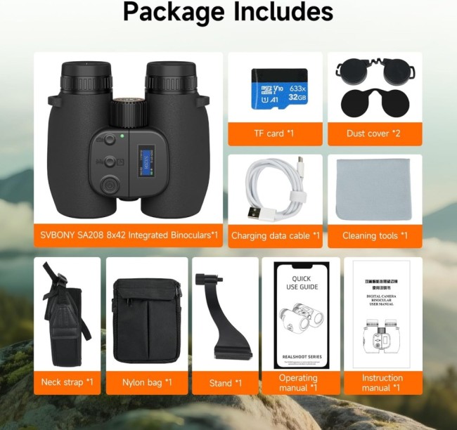 Фото-видео бинокль SVBONY 8x42 SA208