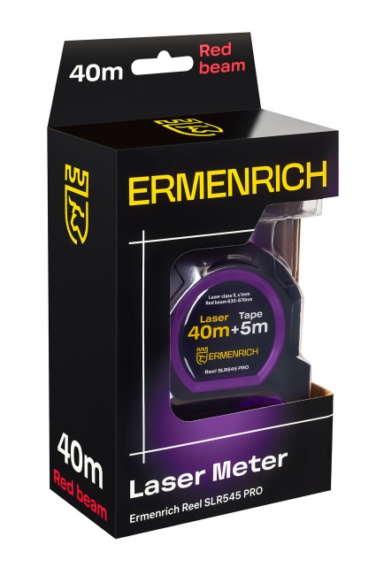 Рулетка с лазерным дальномером Ermenrich Reel SLR545 PRO, фиолетовый