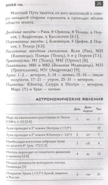 Школьный астрономический календарь на 2022/2023 год