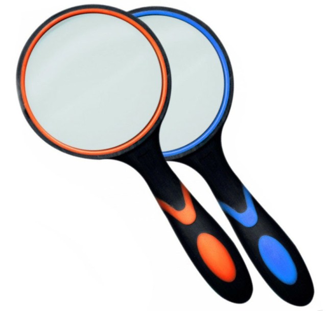 Лупа ручная круглая 4х-75мм для чтения (резиновая двуцветная ручка) Kromatech