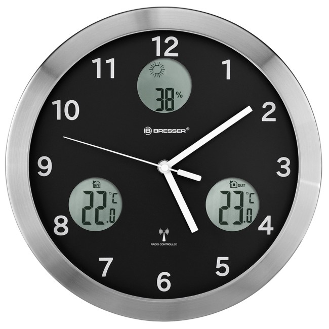 Метеостанция (настенные часы) Bresser MyTime io, 30 см, черная Метеостанция (настенные часы) Bresser MyTime io, 30 см, черная
