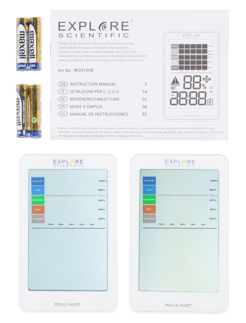 Гигрометр Explore Scientific Mould Alert, белый (2 шт.) Гигрометр Explore Scientific Mould Alert, белый (2 шт.)
