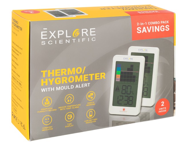 Гигрометр Explore Scientific Mould Alert, белый (2 шт.) Гигрометр Explore Scientific Mould Alert, белый (2 шт.)