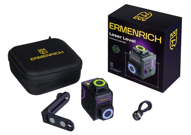 Лазерный уровень Ermenrich PRO LV40, фиолетовый