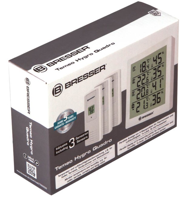 Метеостанция Bresser Temeo Hygro Quadro, белая