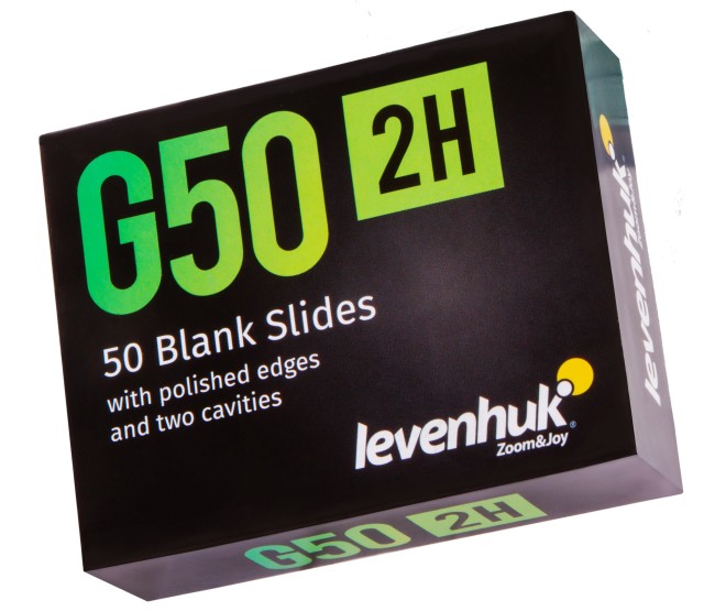 Стекла предметные с двумя лунками Levenhuk G50 2H, 50 шт. Стекла предметные с двумя лунками Levenhuk G50 2H, 50 шт.