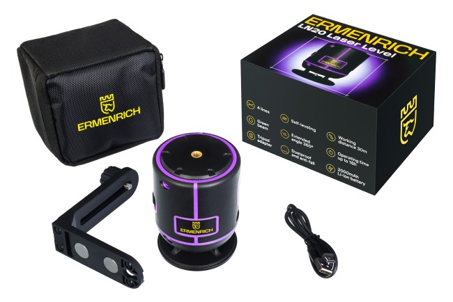 Лазерный уровень Ermenrich LN20, фиолетовый Лазерный уровень Ermenrich LN20, фиолетовый