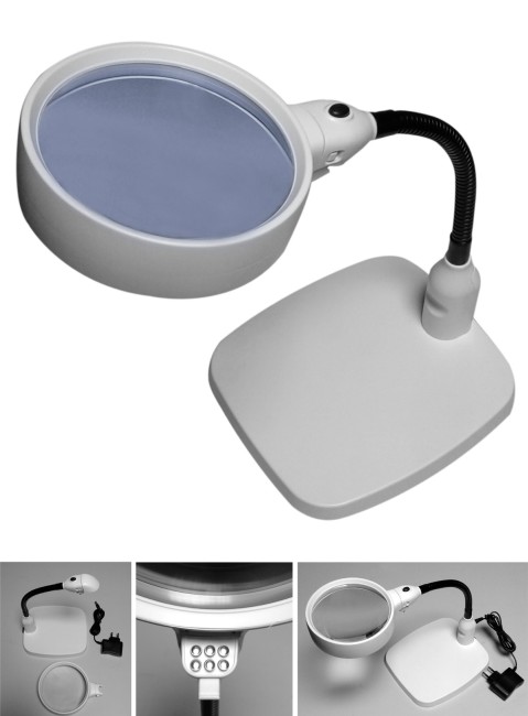 Лупа настольная 8x-138мм на гибком штативе с подсветкой (6 LED) Kromatech 7765 Лупа настольная 8x-138мм на гибком штативе с подсветкой (6 LED) Kromatech 7765