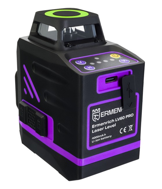 Лазерный уровень Ermenrich LV60 PRO, фиолетовый Лазерный уровень Ermenrich LV60 PRO, фиолетовый