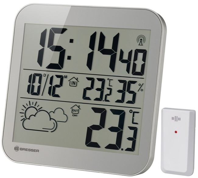 Часы настенные Bresser MyTime LCD, серебристые Часы настенные Bresser MyTime LCD, серебристые