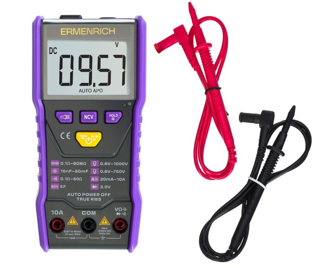 Цифровой мультиметр Ermenrich Zing TC20, фиолетовый Цифровой мультиметр Ermenrich Zing TC20, фиолетовый