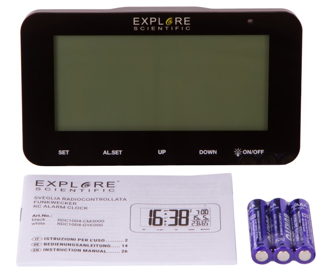 Часы цифровые Explore Scientific с будильником, черные Часы цифровые Explore Scientific с будильником, черные