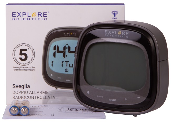 Часы цифровые Explore Scientific Dual с будильником, черные Часы цифровые Explore Scientific Dual с будильником, черные