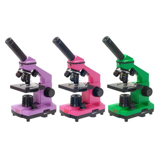 Микроскоп школьный Микромед Эврика 40х-400х в кейсе (лайм)