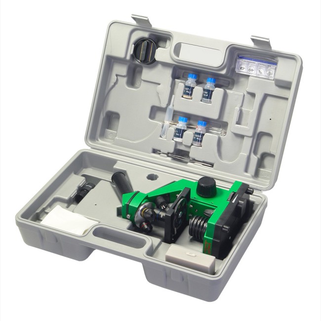 Микроскоп школьный Микромед Эврика 40х-400х в кейсе (лайм)