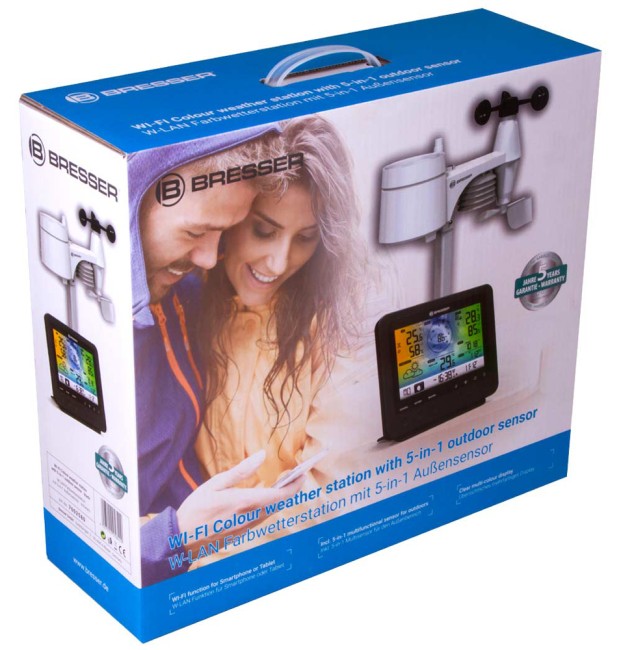 Метеостанция Bresser 5-в-1 Wi-Fi с цветным дисплеем Метеостанция Bresser 5-в-1 Wi-Fi с цветным дисплеем