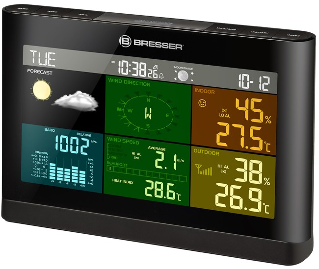 Метеостанция Bresser Comfort «5 в 1» с цветным дисплеем, черная Метеостанция Bresser Comfort «5 в 1» с цветным дисплеем, черная