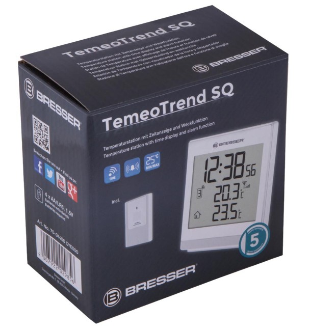 Метеостанция Bresser TemeoTrend SQ с радиоуправлением, белая Метеостанция Bresser TemeoTrend SQ с радиоуправлением, белая