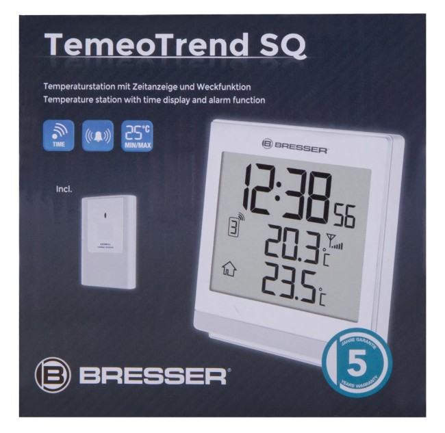 Метеостанция Bresser TemeoTrend SQ с радиоуправлением, белая Метеостанция Bresser TemeoTrend SQ с радиоуправлением, белая