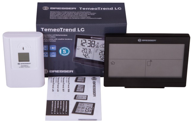 Метеостанция Bresser TemeoTrend LG с радиоуправлением, черная Метеостанция Bresser TemeoTrend LG с радиоуправлением, черная