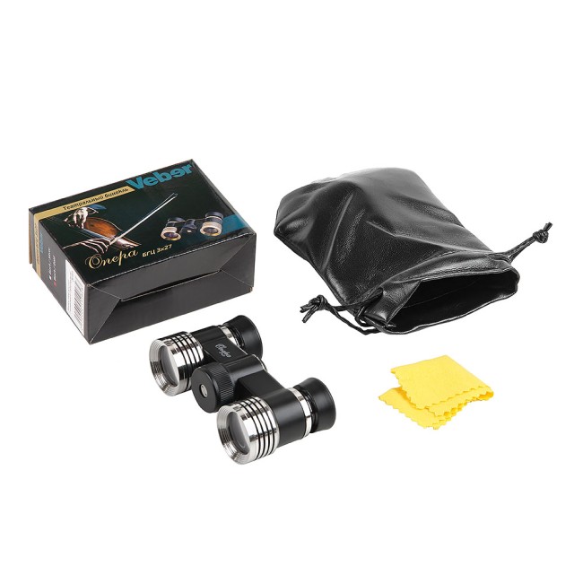 Бинокль Veber БГЦ 3x27 (черный/серебро с фокусировкой)