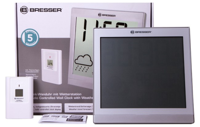 Метеостанция (настенные часы) Bresser TemeoTrend JC LCD с радиоуправлением, серебристая Метеостанция (настенные часы) Bresser TemeoTrend JC LCD с радиоуправлением, серебристая