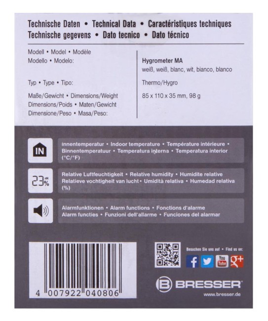 Гигрометр Bresser Mould Alert, белый Гигрометр Bresser Mould Alert, белый