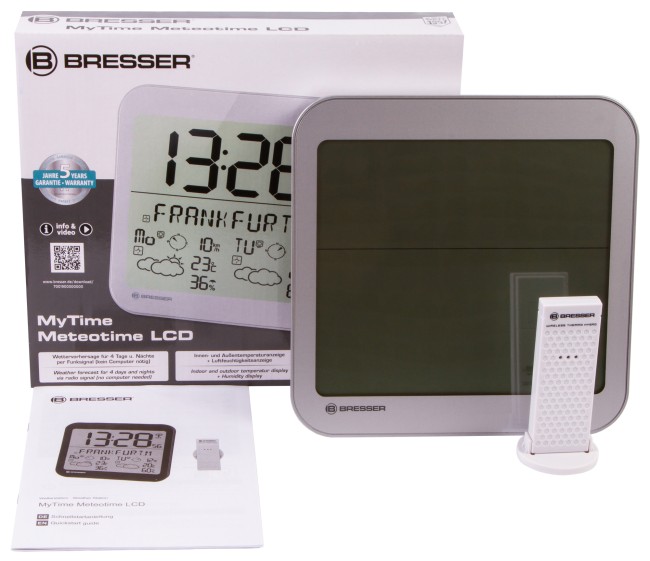 Часы настенные Bresser MyTime Meteotime LCD, серебристые Часы настенные Bresser MyTime Meteotime LCD, серебристые
