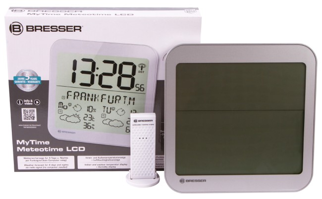 Часы настенные Bresser MyTime Meteotime LCD, серебристые Часы настенные Bresser MyTime Meteotime LCD, серебристые