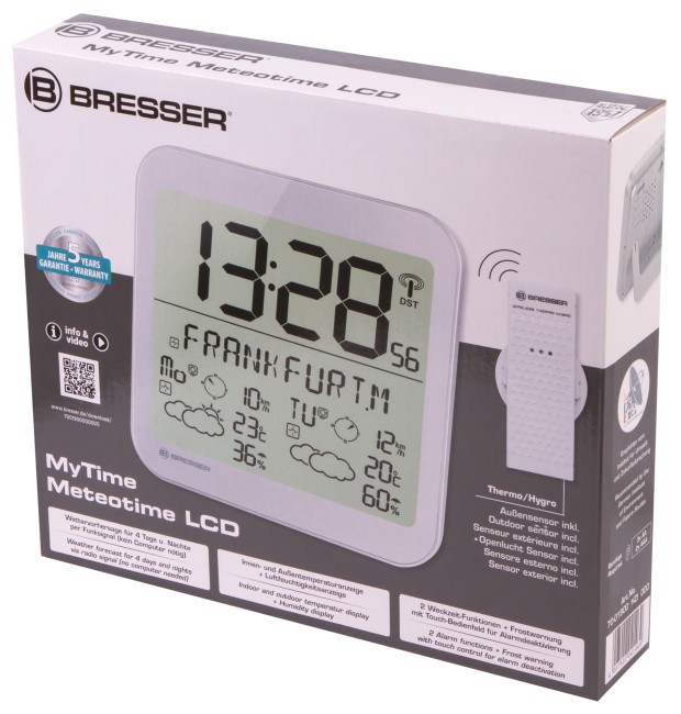 Часы настенные Bresser MyTime Meteotime LCD, серебристые Часы настенные Bresser MyTime Meteotime LCD, серебристые