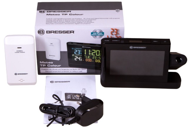 Метеостанция проекционная Bresser с цветным дисплеем, черная